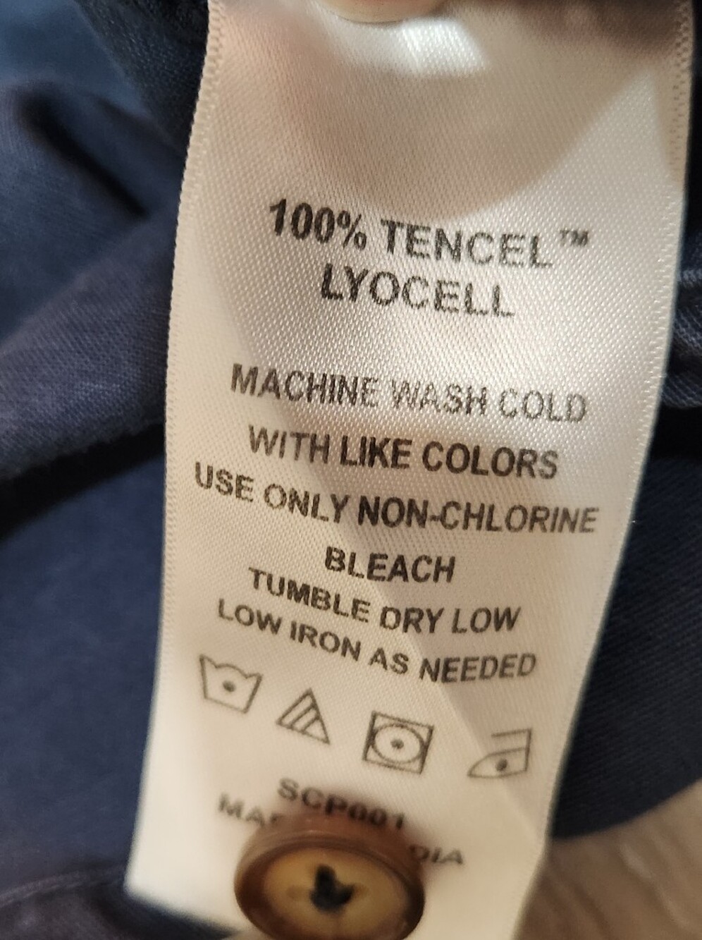 Quince Vintage Wash Tencel Button Front Dress Midnight Blue Large - Picture 4 of 8